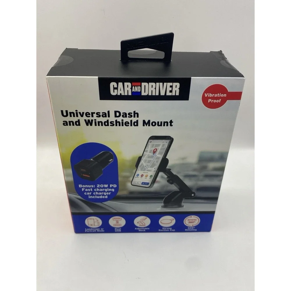 Car and Driver Universal Dash Windshield Mount w 20W PD Charger CAD2302